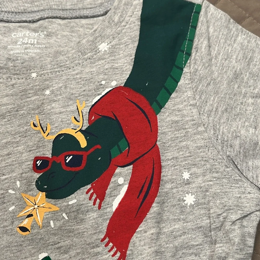 Toddler Boy Carter's Christmas Dinosaur Graphic Tee/NWT/24M